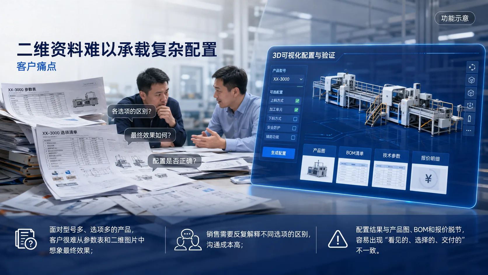 客户痛点 · 功能示意