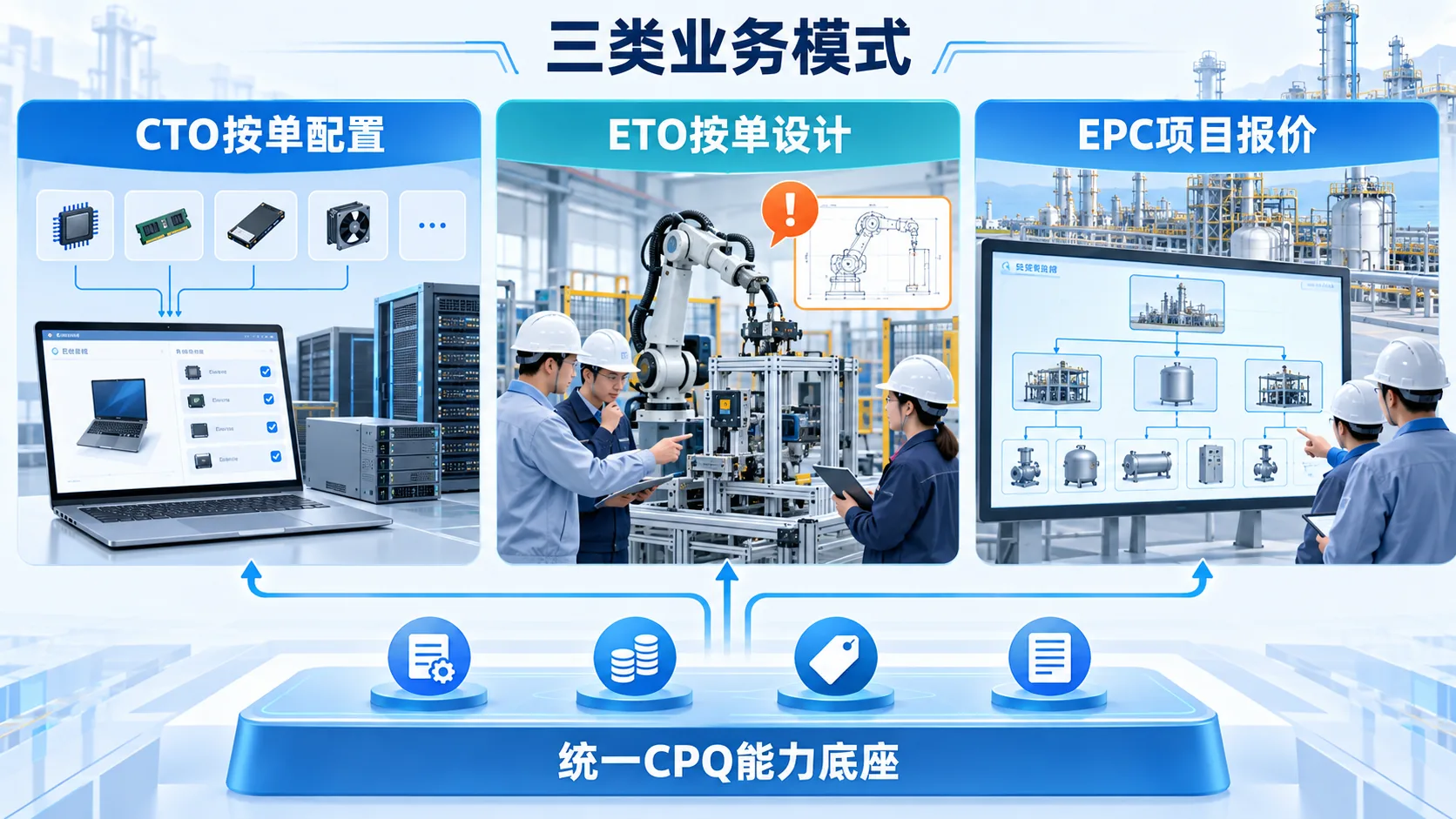 三类业务模式 · 统一CPQ能力底座